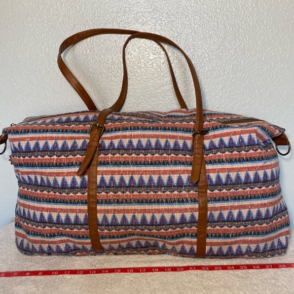 Mossimo Supply Co. Multicolor Patterned Tote with Brown Straps - Picture 1 of 7